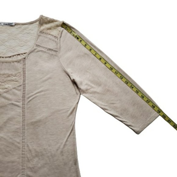 Maurices Women's Plus Size Lace Inset Peasant Top Blouse Oatmeal Size 2 - Picture 11 of 14